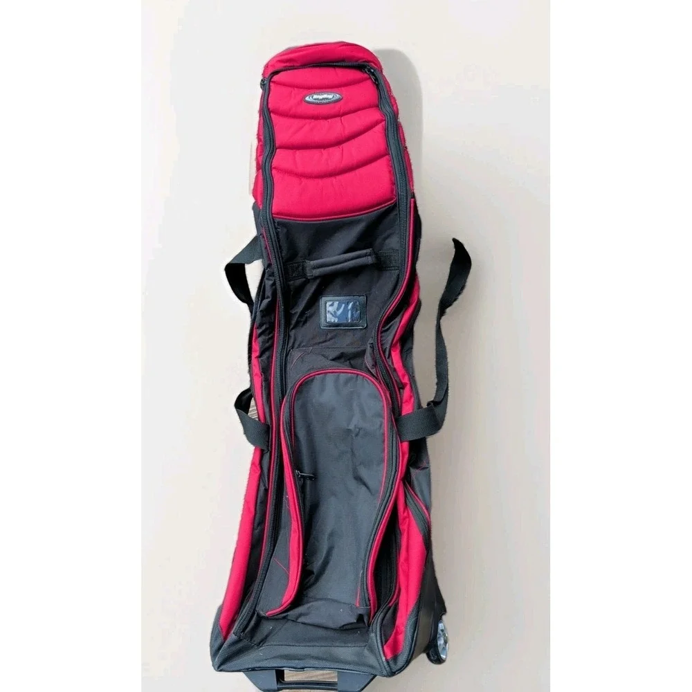 Used Bag Boy Golf Travel Case With Pivot Grip & Wheels - Black and Red